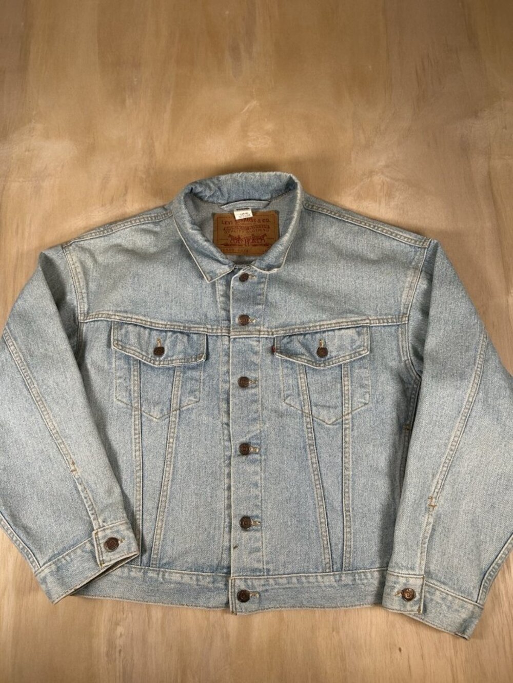 Vintage 90s Levi’s 70507-4834 Denim Jean Trucker Jacket USA Large Black Batwing